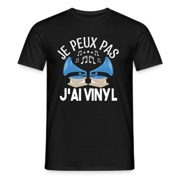 Je peux pas j'ai vinyle Cadeau amoureux de musique - T-shirt homme - noir - Devant - AI Model Male 178 light (178cm)