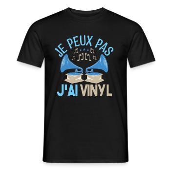 Je peux pas j'ai vinyle Cadeau amoureux de musique - T-shirt homme - noir - Devant - AI Model Male 178 light (178cm)