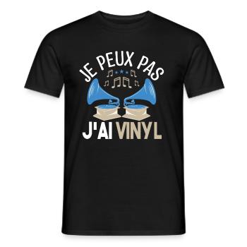 Je peux pas j'ai vinyle Cadeau amoureux de musique - T-shirt homme - noir - Devant - AI Model Male 178 light (178cm)