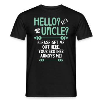 Hallo Onkel Bitte Hol Mich Hier Raus - Männer T-Shirt - Schwarz - Vorne - AI Model Male 178 light (178cm)