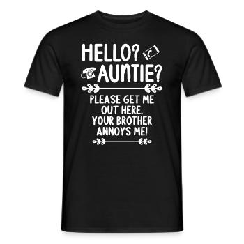 Hallo Tante, Bitte Bring Mich Hier Raus - Männer T-Shirt - Schwarz - Vorne - AI Model Male 178 light (178cm)