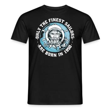Sailor born 1950 birthday sailboat funny - Men's T-Shirt - black - Front - AI Model Male 178 light (178cm)