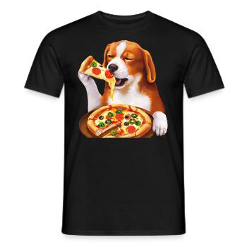 Beagle amateur de pizza - T-shirt homme - noir - Devant - AI Model Male 178 light (178cm)