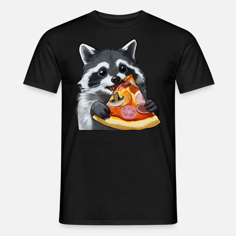 Pizza-liebender Waschbär - Männer T-Shirt - Schwarz