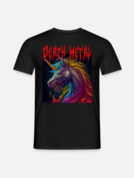 Death Metal Einhorn Rosa - Männer T-Shirt - Schwarz