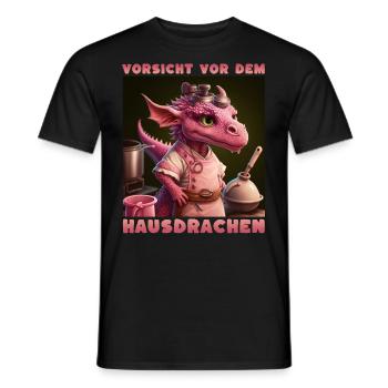 Vorsicht Vor Dem Hausdrachen - Männer T-Shirt - Schwarz - Vorne - AI Model Male 178 light (178cm)