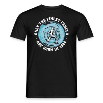 Fencer born 1944 Birthday fencing athlete - Men's T-Shirt - black - Front - AI Model Male 178 light (178cm)