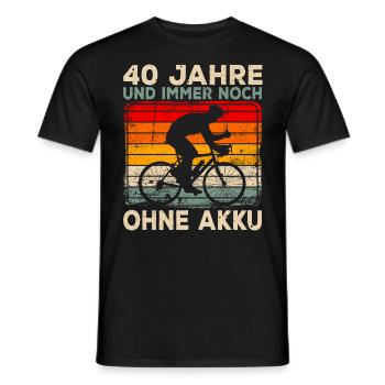 40. Geburtstag 40 Jahre Ohne Akku Fahrrad - Männer T-Shirt - Schwarz - Vorne - AI Model Male 178 light (178cm)