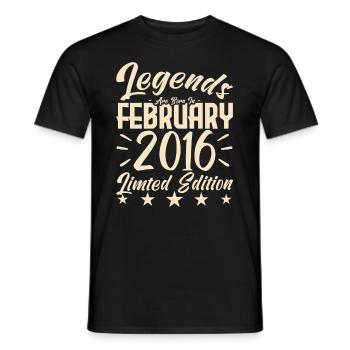 Born in February 2016. Birthday gift. - Men's T-Shirt - black - Front - AI Model Male 178 light (178cm)