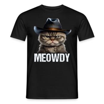 Meowdy Funny cat Meme for Cat Lovers - Männer T-Shirt - Schwarz - Vorne - AI Model Male 178 light (178cm)