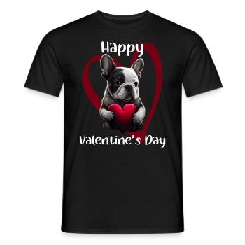 Happy Valentine's Day French Bulldog - Men's T-Shirt - black - Front - AI Model Male 178 light (178cm)