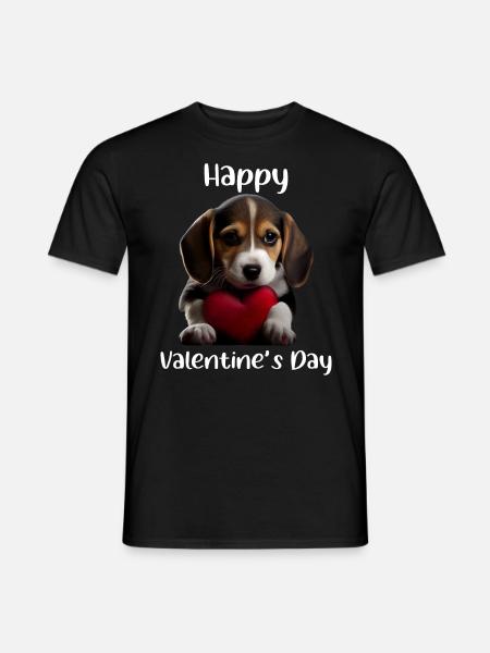 Bonne Saint-Valentin Beagle - T-shirt homme - noir