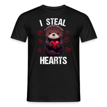 Je vole des cœurs Loutre - T-shirt homme - noir - Devant - AI Model Male 178 light (178cm)