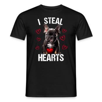 Je vole des cœurs chien Frenchie français bulldog - T-shirt homme - noir - Devant - AI Model Male 178 light (178cm)