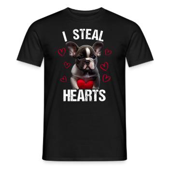 Je vole des cœurs chien Frenchie français bulldog - T-shirt homme - noir - Devant - AI Model Male 178 light (178cm)