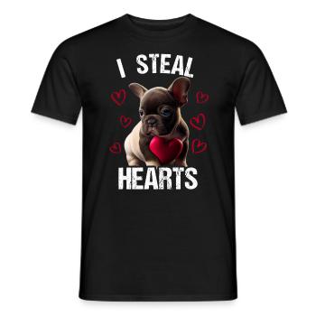 Je vole des cœurs chien Frenchie français bulldog - T-shirt homme - noir - Devant - AI Model Male 178 light (178cm)
