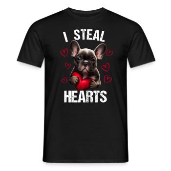 Je vole des cœurs chien Frenchie français bulldog - T-shirt homme - noir - Devant - AI Model Male 178 light (178cm)