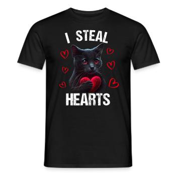 Je vole des cœurs chat - T-shirt homme - noir - Devant - AI Model Male 178 light (178cm)