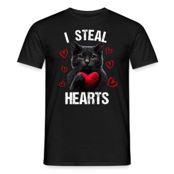 Je vole des cœurs chat - T-shirt homme - noir - Devant - AI Model Male 178 light (178cm)