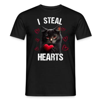Je vole des cœurs chat - T-shirt homme - noir - Devant - AI Model Male 178 light (178cm)
