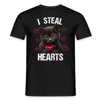 Je vole des cœurs chat - T-shirt homme - noir - Devant - AI Model Male 178 light (178cm)