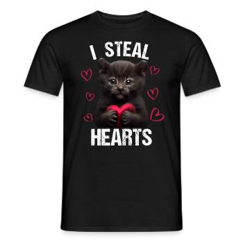 Je vole des cœurs chat - T-shirt homme - noir - Devant - AI Model Male 178 light (178cm)