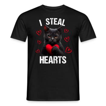Je vole des cœurs chat - T-shirt homme - noir - Devant - AI Model Male 178 light (178cm)