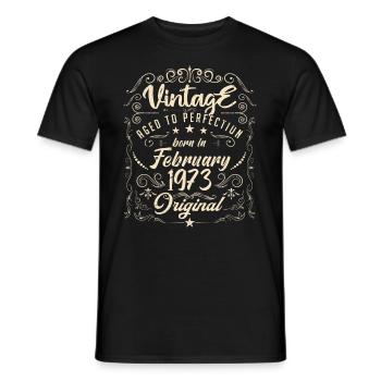Vintage Né(e) en Février 1973 anniversaire février - T-shirt homme - noir - Devant - AI Model Male 178 light (178cm)