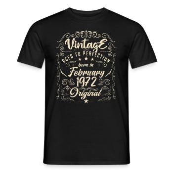 Vintage Né(e) en Février 1972 anniversaire février - T-shirt homme - noir - Devant - AI Model Male 178 light (178cm)