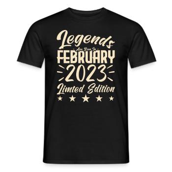 Naissance En Février 2023. Cadeau d'anniversaire. - T-shirt homme - noir - Devant - AI Model Male 178 light (178cm)
