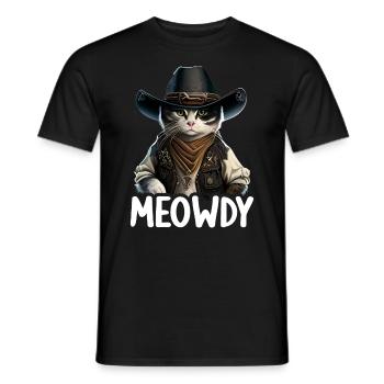Meowdy Funny cat Meme for Cat Lovers - Männer T-Shirt - Schwarz - Vorne - AI Model Male 178 light (178cm)