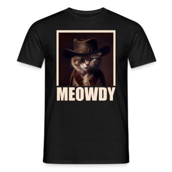 Meowdy Funny cat Meme for Cat Lovers - Männer T-Shirt - Schwarz - Vorne - AI Model Male 178 light (178cm)