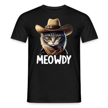 Meowdy Funny cat Meme for Cat Lovers - Männer T-Shirt - Schwarz - Vorne - AI Model Male 178 light (178cm)