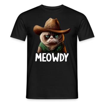 Meowdy Funny cat Meme for Cat Lovers - Männer T-Shirt - Schwarz - Vorne - AI Model Male 178 light (178cm)