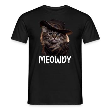 Meowdy Funny cat Meme for Cat Lovers - Männer T-Shirt - Schwarz - Vorne - AI Model Male 178 light (178cm)