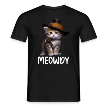 Meowdy Funny cat Meme for Cat Lovers - Männer T-Shirt - Schwarz - Vorne - AI Model Male 178 light (178cm)