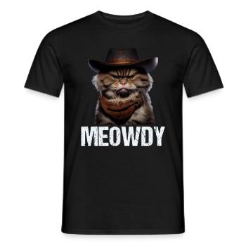 Meowdy Funny cat Meme for Cat Lovers - Männer T-Shirt - Schwarz - Vorne - AI Model Male 178 light (178cm)