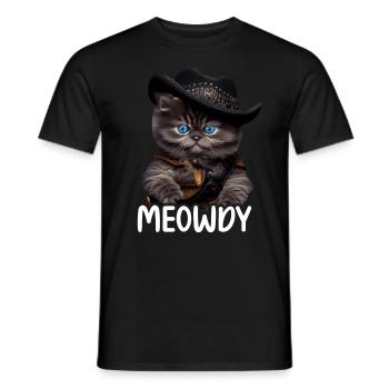 Meowdy Funny cat Meme for Cat Lovers - Männer T-Shirt - Schwarz - Vorne - AI Model Male 178 light (178cm)