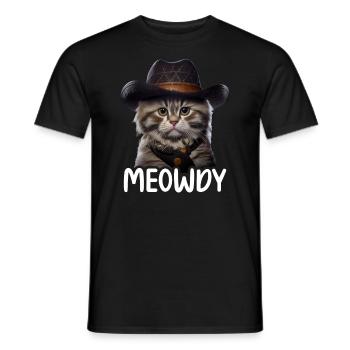 Meowdy Funny cat Meme for Cat Lovers - Männer T-Shirt - Schwarz - Vorne - AI Model Male 178 light (178cm)