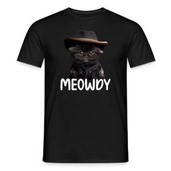Meowdy Funny cat Meme for Cat Lovers - Männer T-Shirt - Schwarz - Vorne - AI Model Male 178 light (178cm)