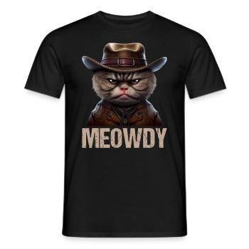 Meowdy Funny cat Meme for Cat Lovers - Männer T-Shirt - Schwarz - Vorne - AI Model Male 178 light (178cm)