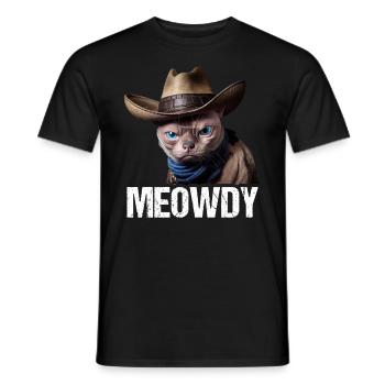 Meowdy Funny cat Meme for Cat Lovers - Männer T-Shirt - Schwarz - Vorne - AI Model Male 178 light (178cm)