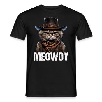 Meowdy Funny cat Meme for Cat Lovers - Männer T-Shirt - Schwarz - Vorne - AI Model Male 178 light (178cm)
