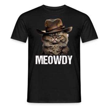 Meowdy Funny cat Meme for Cat Lovers - Männer T-Shirt - Schwarz - Vorne - AI Model Male 178 light (178cm)