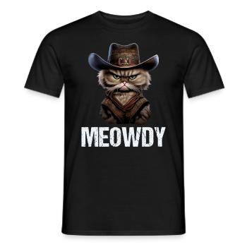 Meowdy Funny cat Meme for Cat Lovers - Männer T-Shirt - Schwarz - Vorne - AI Model Male 178 light (178cm)