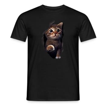 Katze süßes Kätzchen Riss Katzenliebhaber Katzen - Männer T-Shirt - Schwarz - Vorne - AI Model Male 178 light (178cm)