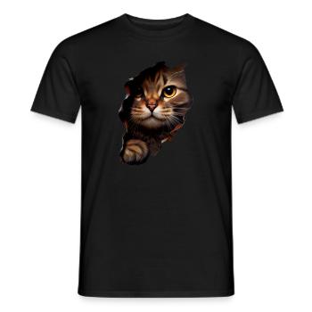 Katze süßes Kätzchen Riss Katzenliebhaber Katzen - Männer T-Shirt - Schwarz - Vorne - AI Model Male 178 light (178cm)