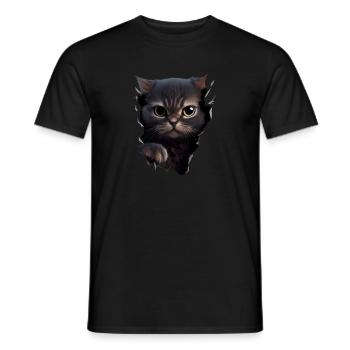Katze süßes Kätzchen Riss Katzenliebhaber Katzen - Männer T-Shirt - Schwarz - Vorne - AI Model Male 178 light (178cm)