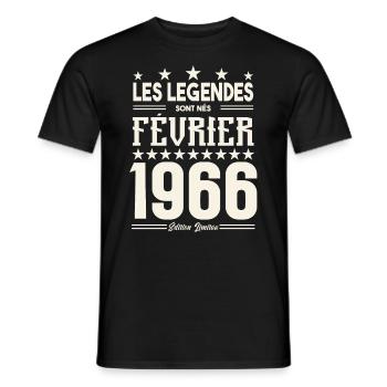 cadeau d'anniversaire Février 1966. février 1966. - T-shirt homme - noir - Devant - AI Model Male 178 light (178cm)