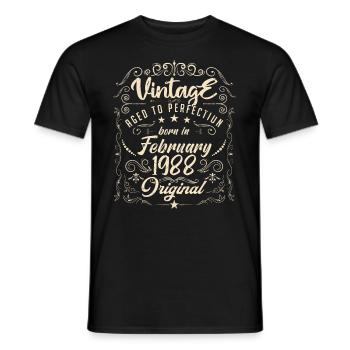Vintage Né(e) en Février 1988 anniversaire février - T-shirt homme - noir - Devant - AI Model Male 178 light (178cm)